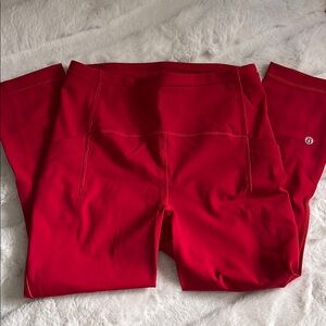 Red cropped lululemon leggings